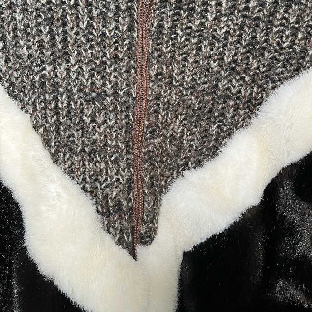 Vintage faux fur and knit jacket by Grandella - Picture 2 of 7